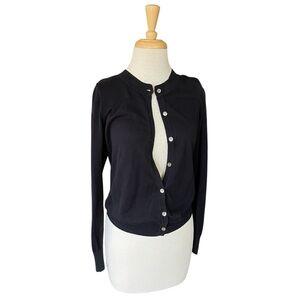 Eddie Bauer, black cotton cardigan, size medium